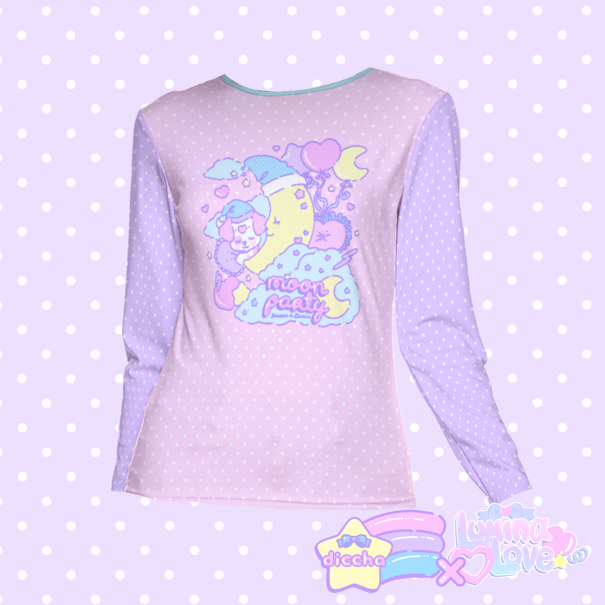 ♡ lumina love x diccha moon party long sleeve tee - pink ♡| diccha