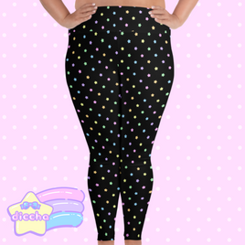 ♡ rainbow stars plus size leggings - black ♡