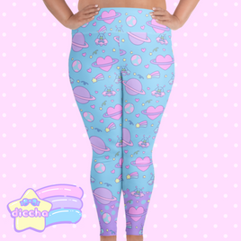 ♡ space cuties plus size leggings - blue ♡