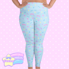 ♡ cutie squiggles plus size leggings - blue ♡