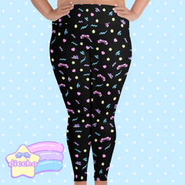 ♡ cutie squiggles plus size leggings - black ♡