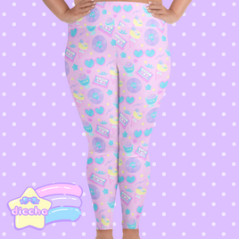 ♡ fancy crepe fun plus size leggings - pink ♡