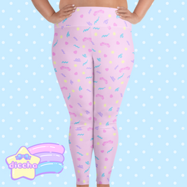 ♡ cute squiggles plus size leggings - pink ♡