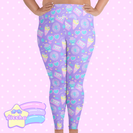 ♡ fancy crepe fun plus size leggings - purple ♡