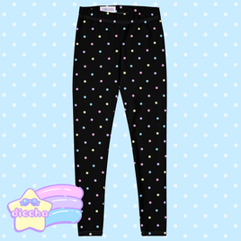 ♡ colorful polka dot leggings - black ♡