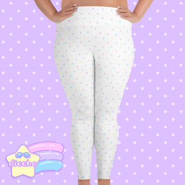 ♡ colorful polka dot plus size leggings - white ♡