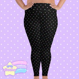 ♡ colorful polka dot plus size leggings - black ♡