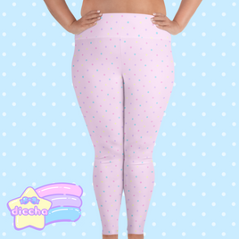 ♡ colorful polka dot plus size leggings - pink ♡