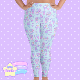 ♡ ice cream pretties plus size leggings - blue ♡