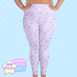 ♡ starry squiggles plus size leggings - purple ♡