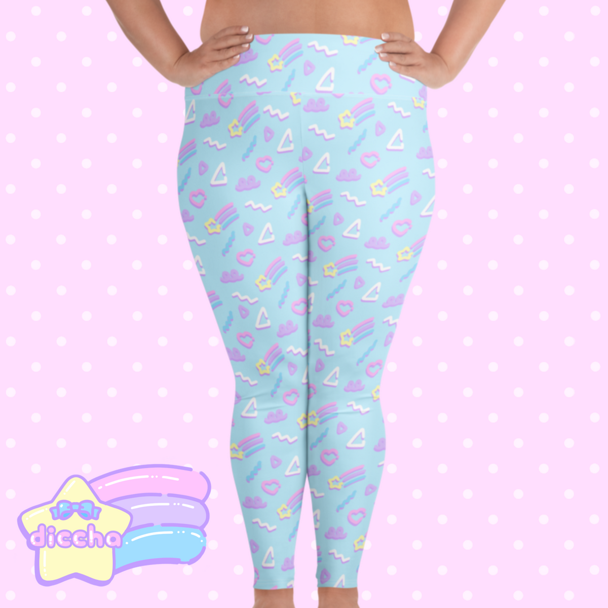 starry squiggles plus size leggings - blue ♡| diccha
