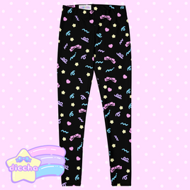 ♡ cutie squiggles leggings - black ♡