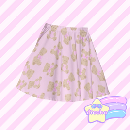 ♡ sweet bears skater skirt - pink x beige ♡