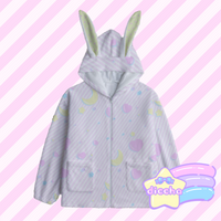 
              ♡ fancy stripes fleece bunny hoodie ♡
            