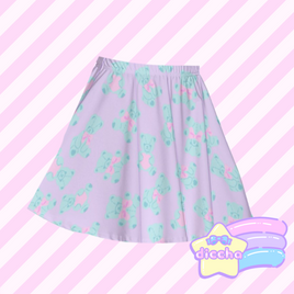 ♡ sweet bears skater skirt - lilac x blue ♡