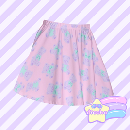 ♡ sweet bears skater skirt - pink x lilac ♡