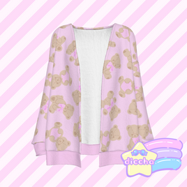 ♡ sweet bears cardigan - pink x beige ♡