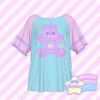 
              ♡ sparkle bear frilly top - blue ♡
            