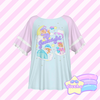 
              ♡ goodnight kitties frilly top - blue ♡
            