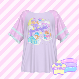 ♡ goodnight kitties frilly top - lilac ♡