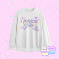 
              ♡ i punch bad people sweatshirt - white ♡
            