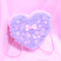 
              ♡ handmade fluffy heart bag - lavender ♡
            