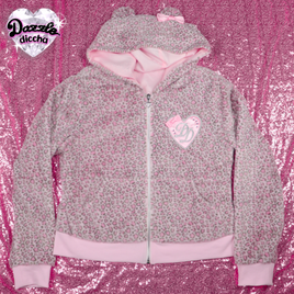 ❤︎⁠ leopard essentials hoodie - gray x pink PREORDER ❤︎⁠