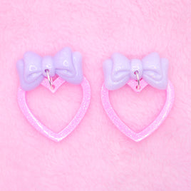 ♡ bow heart stud earrings 2 ♡