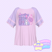 
              ♡ dollhouse frilly tee - pink x lilac ♡
            