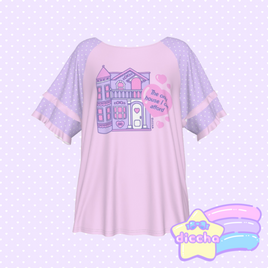 ♡ dollhouse frilly tee - pink x lilac ♡