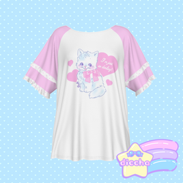 ♡ darling kitty frilly tee ♡
