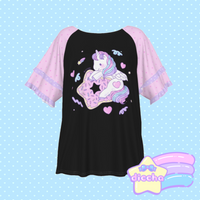 
              ♡ dessert buddies frilly tee - unicorn - black ♡
            