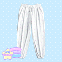 
              ♡ colorful polka dots fleece pants - white ♡
            