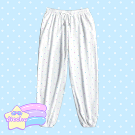 ♡ colorful polka dots fleece pants - white ♡