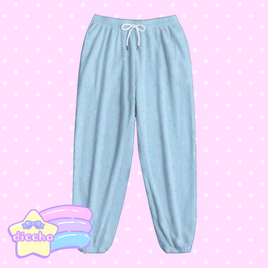 ♡ colorful polka dots fleece pants - light blue ♡