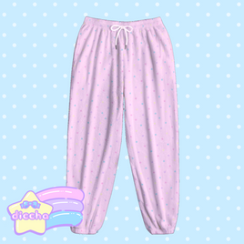 ♡ colorful polka dots fleece pants - pink ♡