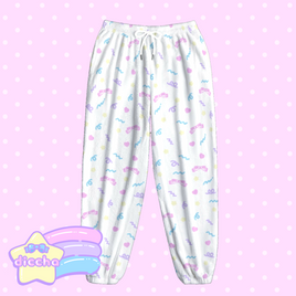 ♡ cutie squiggles fleece pants - white ♡