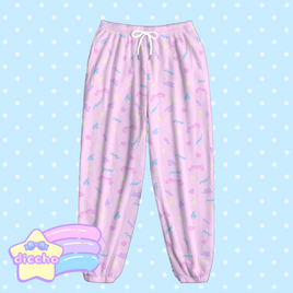 ♡ cutie squiggles fleece pants - pink ♡