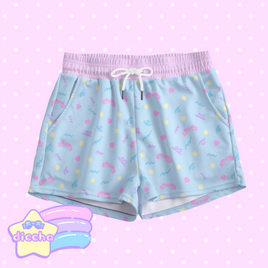 ♡ cutie squiggles shorts - light blue ♡
