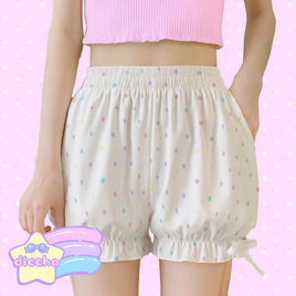 ♡ colorful polka dots bloomers - white ♡