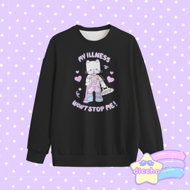 ♡ my illness won’t stop me! kitty sweatshirt - black ♡