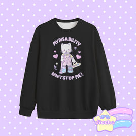 ♡ my disability won’t stop me! kitty sweatshirt - black ♡