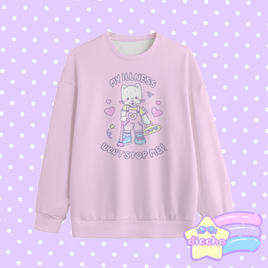 ♡ my illness won’t stop me! kitty sweatshirt - pink ♡
