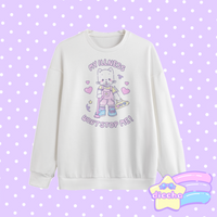 
              ♡ my illness won’t stop me! kitty sweatshirt - white ♡
            
