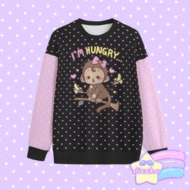 ♡ hungry monke sweatshirt - black ♡