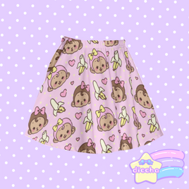 ♡ hungry monkes skirt - pink ♡