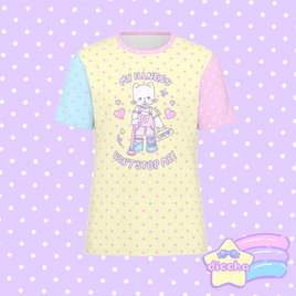 ♡ my illness won’t stop me! kitty tee - yellow polka dot ♡