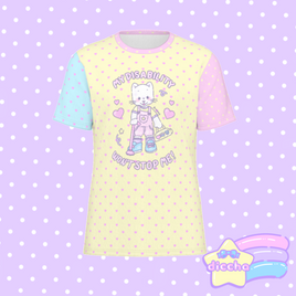 ♡ my disability won’t stop me! kitty tee - polka dot yellow ♡