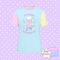 
              ♡ my illness won’t stop me! kitty tee - blue polka dot ♡
            