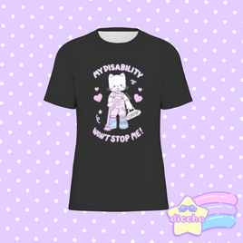♡ my disability won’t stop me! kitty tee - black ♡
